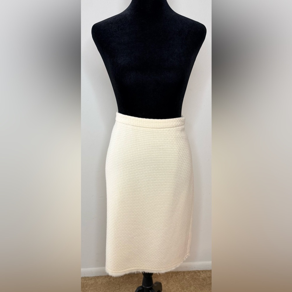Vintage Banana Republic white wool midi waffle knit preppy classic skirt 8 EUC - Picture 2 of 10